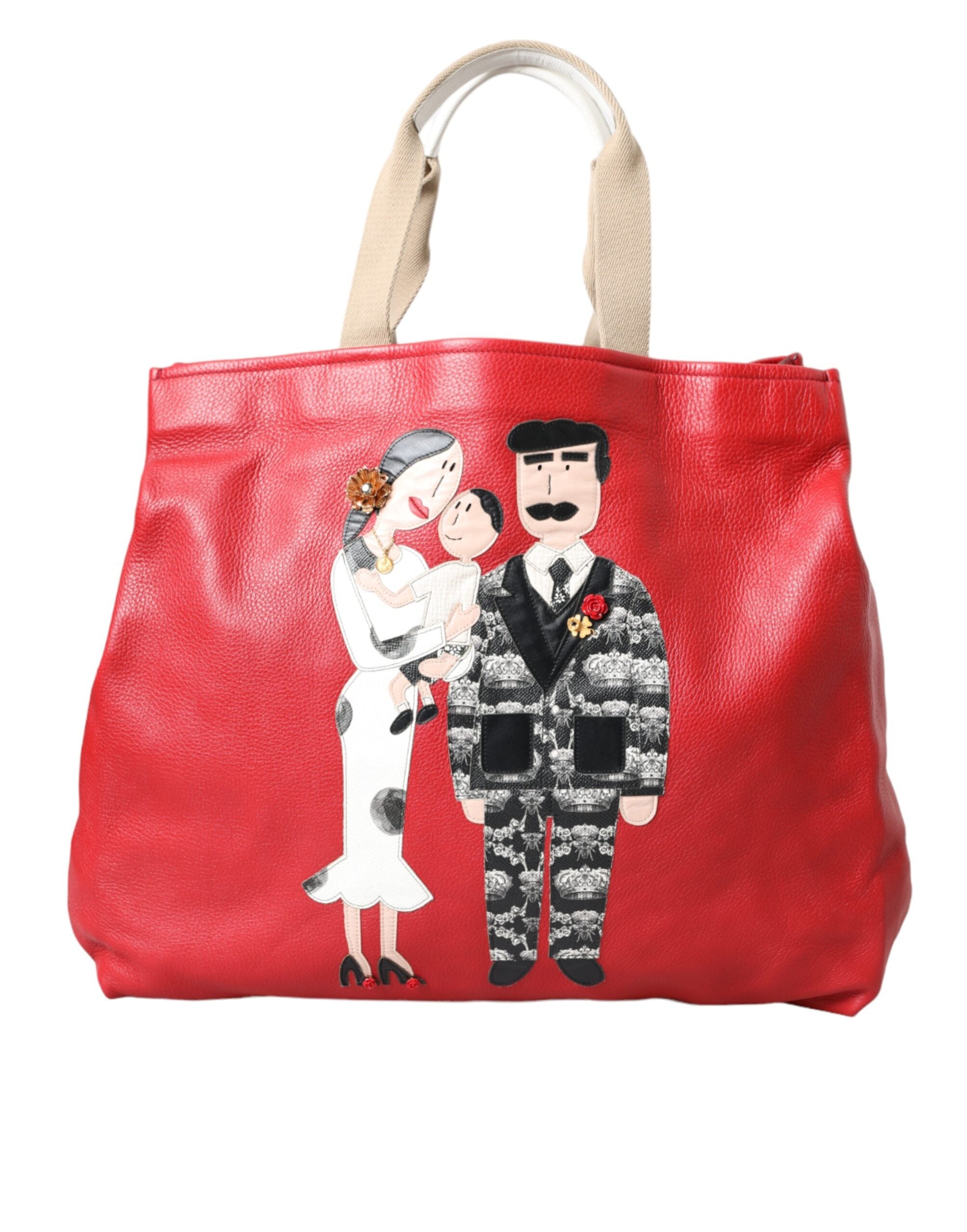 Dolce & Gabbana Kırmızı Deri #DGFamily Patch Tote Çanta